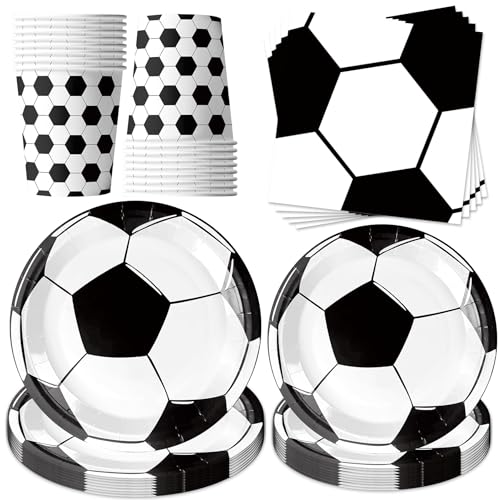Fußball Partygeschirr Set,50 Stück Partygeschirr Kindergeburtstag,Fußball Party Dekorationszubehör mit Pappbecher Teller Servietten,Mädchen Junge Mottoparty Kindergeburtstag für 10 Gäste Fußball Partygeschirr Set,50 Stück Partygeschirr Kindergeburtstag,Fußball Party Dekorationszubehör mit Pappbecher Teller Servietten,Mädchen Junge Mottoparty Kindergeburtstag für 10 Gäste von YeahBoom