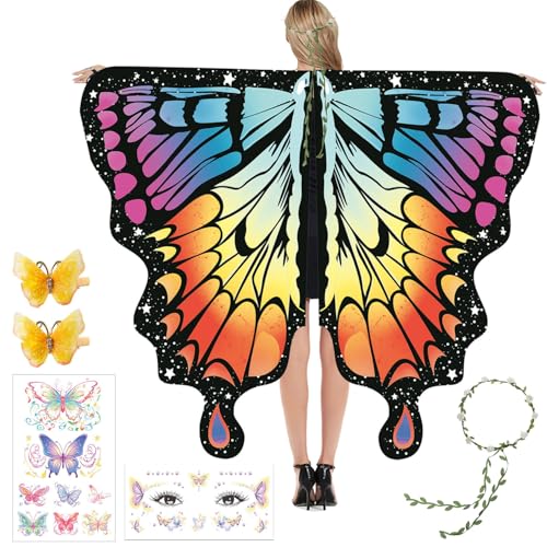 Schmetterling Kostüm Damen,Schmetterlingsflügel Erwachsene,Schmetterling Umhang Damen,Karneval Kostüm Damen,Schmetterling Kostüm Erwachsene,Schmetterling Haarreif,Kostüm Schmetterling Damen von YeahBoom