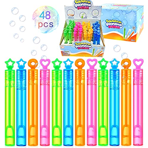 Seifenblasen Kinder,48 Stück Mini Seifenblasen Set,Seifenblasen Kinder Stab,Seifenblasen Hochzeit,Bubble Sticks Geschenke,Bunte Bubbles Seifenblasen,Seifenblasen Set,Seifenblasen Spielzeug von YeahBoom