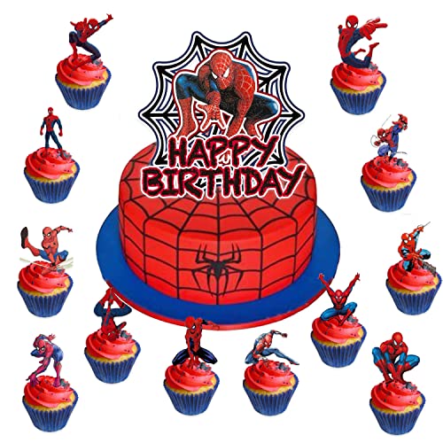 13 Stück Tortendeko Geburtstag,Cupcake Toppers Kuchen,Toppers Für Kinder Party Geburtstag Kuchen Dekoration,Superhelden Cupcake Topper,Spider Kuchen Deko,Party Supplies Dekor von YeahBoom