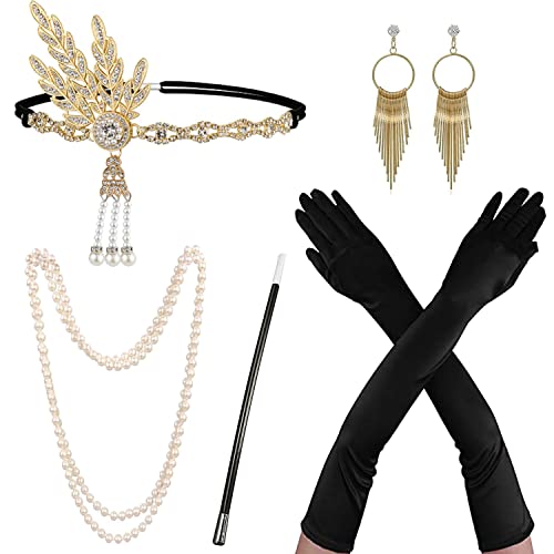 YeahBoom 20er Jahre Damen Kostüm Accessoires,20er Jahre Accessoires Damen,Damen Great Gatsby Accessoires,1920er Jahre Zubehör Set,1920er Flapper Zubehör,1920s Kostüm Damen Flapper Accessoires Set von YeahBoom