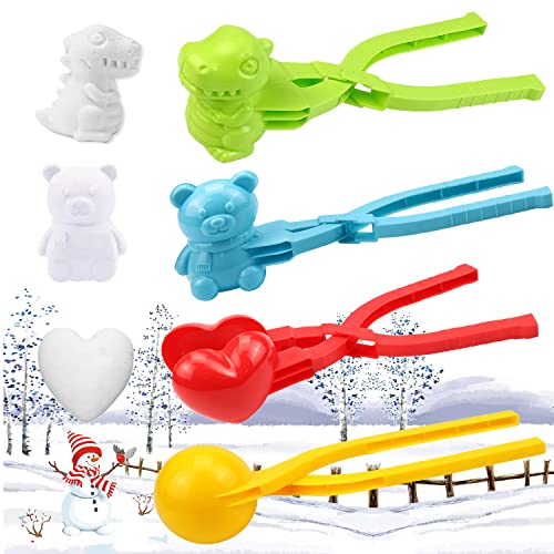 YeahBoom 4 Stück Schneeball Clip,Kunststoff Sandball Schneeball Clip,Schneeball Maker Former,Schneeball Werkzeug Clip,Schneeball Maker Spielzeug für Kinder Weihnachten Outdoor Winter Schnee Spielzeug von YeahBoom