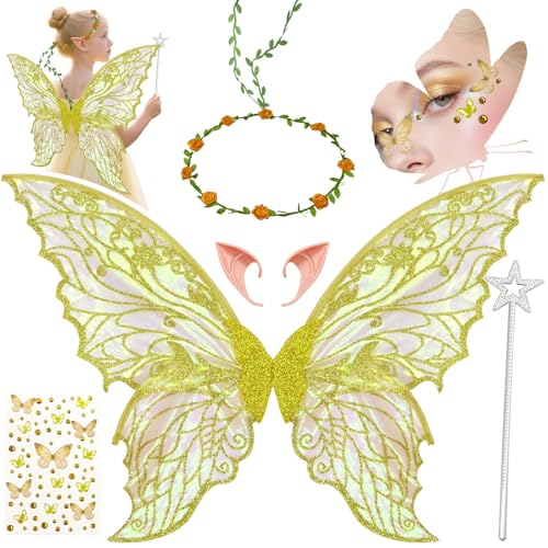 YeahBoom Feenflügel Kostüm,Schmetterlingsflügel mit Elfenöhren,Fee Stirnband und Sterne Feenstäbe,Schmetterlingsflügel,Prinzessinnenflügel,Flügel Kostüm für Fasching oder Feen-Mottopartys YeahBoom Feenflügel Kostüm,Schmetterlingsflügel mit Elfenöhren,Fee Stirnband und Sterne Feenstäbe,Schmetterlingsflügel,Prinzessinnenflügel,Flügel Kostüm für Fasching oder Feen-Mottopartys von YeahBoom