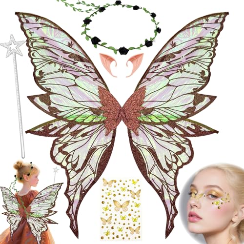 YeahBoom Feenflügel Kostüm,Schmetterlingsflügel mit Elfenöhren,Fee Stirnband und Sterne Feenstäbe,Schmetterlingsflügel,Prinzessinnenflügel,Flügel Kostüm für Fasching oder Feen-Mottopartys YeahBoom Feenflügel Kostüm,Schmetterlingsflügel mit Elfenöhren,Fee Stirnband und Sterne Feenstäbe,Schmetterlingsflügel,Prinzessinnenflügel,Flügel Kostüm für Fasching oder Feen-Mottopartys von YeahBoom