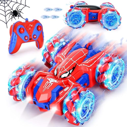 YeahBoom Ferngesteuertes Auto Spider ab 3 4 5 6 7 8 Jahre,ferngesteuertes Spielzeugauto,4WD Ferngesteuertes Auto,RC Auto Offroad,RC Spielzeugauto mit LED Licht,360° doppelseitig drehbares RC-Auto von YeahBoom