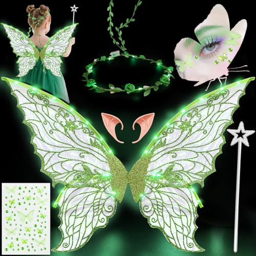 YeahBoom LED Feenflügel Leuchtende,Schmetterlingsflügel mit Elfenöhren,LED Fee Stirnband und Sterne Feenstäbe,Schmetterlingsflügel,Prinzessinnenflügel,Flügel Kostüm für Fasching oder Feen-Mottopartys YeahBoom LED Feenflügel Leuchtende,Schmetterlingsflügel mit Elfenöhren,LED Fee Stirnband und Sterne Feenstäbe,Schmetterlingsflügel,Prinzessinnenflügel,Flügel Kostüm für Fasching oder Feen-Mottopartys von YeahBoom