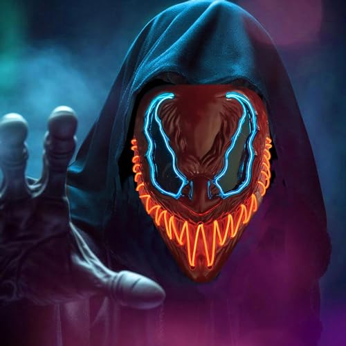 YeahBoom LED Maske Halloween,Halloween Maske LED,Halloween Maske Leuchtend,Halloween Maske Skelett,Leucht Maske Halloween,Leuchtende Augen Cosplay Kostüm Maskerade Partys Karneval von YeahBoom