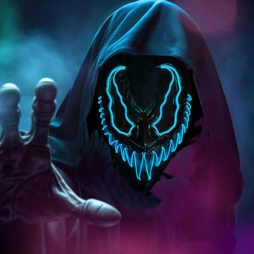 YeahBoom LED Maske Halloween,Halloween Maske LED,Halloween Maske Leuchtend,Halloween Maske Skelett,Leucht Maske Halloween,Leuchtende Augen Cosplay Kostüm Maskerade Partys Karneval von YeahBoom