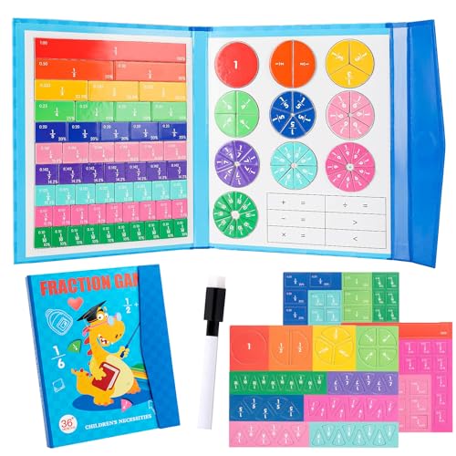 YeahBoom Montessori Material Mathematik,Magnetischer Bruchscheiben,Farbcodiert Bruchrechnen Magnetisch,Mathe Spielzeug Kinder,Holz Montessori Spielzeug Ab 7 Jahre, Geschenke zur Einschulung von YeahBoom