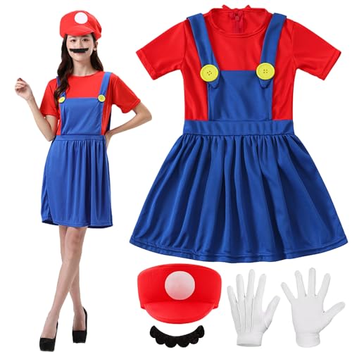 YeahBoom Mario Kostüm Luigi Kostüm Set,Luigi Bros Kostüm,Mario und Luigi Kostüm für Erwachsene Kinder,Bruder Kostüm Kinder Erwachsene,Mario Outfit für Halloween Karneval von YeahBoom