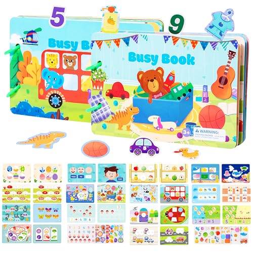 Yeahbo Quiet Book Montessori Spielzeug ab 2 3 4 Jahre, 2PCS Busy Book Kinder Spielzeug ab 2 3 4 Jahre, Motorik Lernspiele Spiele ab 2-5 Jahren, Spielzeug Geschenk Jungen Mädchen 2-4 Jahre von Yeahbo