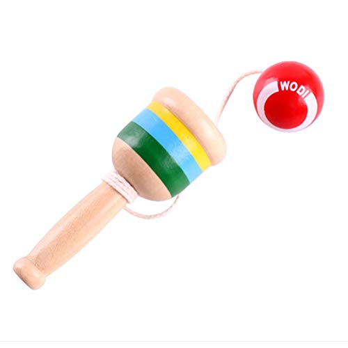 YeahiBaby Holz Kendama Spielzeug Ballspiel Fangspiel mit Ball Fang den Ball Wurfspiel Kindergeburtstag Mitbringsel für Kinder Junge (Rot) von YeahiBaby