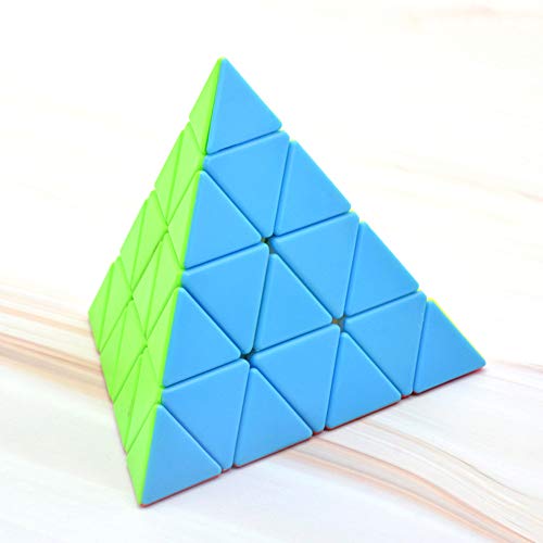 Yealvin Pyraminx-Würfel, 4 x 4 x 4 Pyraminx-Würfel, magischer Geschwindigkeits-Würfel, Aufkleberlos, Dreieck-Puzzle, Gehirn-Teasers, Puzzle-Spielzeug für Kinder von Yealvin