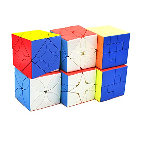 Yealvin Speed Cube Set Stickerless Puzzle Cube Bundle of Polaris Cube Maple Leaf Cube Hunyuan Skewb Cube Lucky Clover Cube Puppet Cube V1 and V2 Puzzle Toys 6Pcs von Yealvin