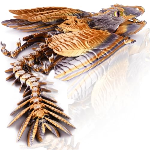 3D Drache Figuren 3D Gedrucktes Drache Spielzeug Dragon Realistische Beweglicher Drachen 3D Gedruckter Drache mit Flügeln (Kupfer) von Yearsahrk