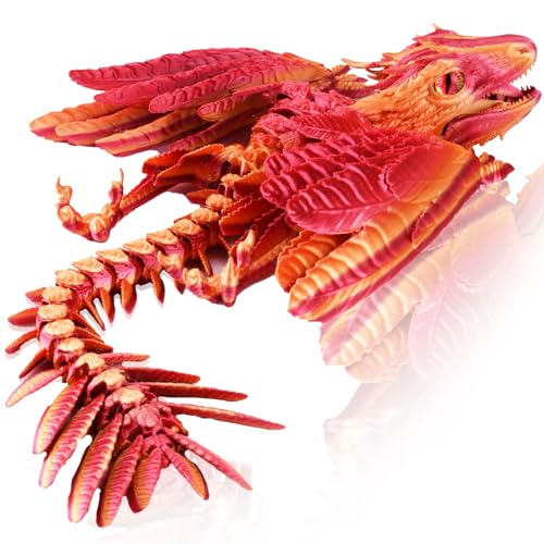 3D Drache Figuren 3D Gedrucktes Drache Spielzeug Dragon Realistische Beweglicher Drachen 3D Gedruckter Drache mit Flügeln (Orange) von Yearsahrk