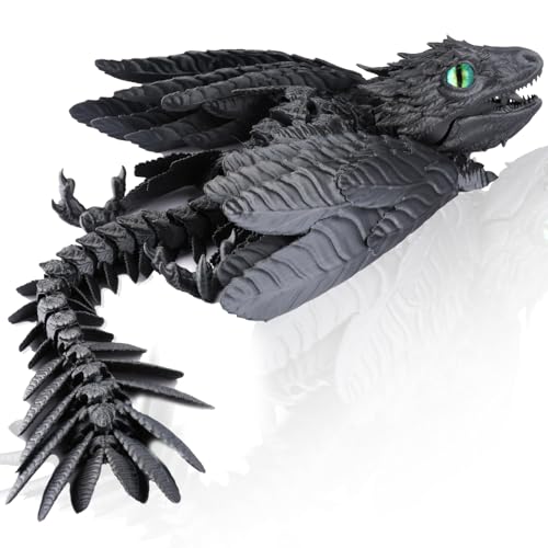 3D Drache Figuren 3D Gedrucktes Drache Spielzeug Dragon Realistische Beweglicher Drachen 3D Gedruckter Drache mit Flügeln (Schwarz) von Yearsahrk