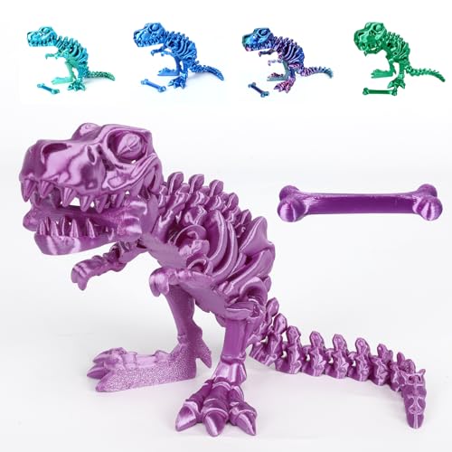 Yearsahrk 3D Gedrucktes Dinosaurier Skelett T-Rex Spielzeug Realistische Drachen Spielzeug Voll Bewegliches Tiere Dinosaurier Figuren Spielzeug Heim Desktop Dekor (Lila.B) von Yearsahrk