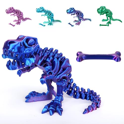 Yearsahrk 3D Gedrucktes Dinosaurier Skelett T-Rex Spielzeug Realistische Drachen Spielzeug Voll Bewegliches Tiere Dinosaurier Figuren Spielzeug Heim Desktop Dekor (Lila.C) von Yearsahrk