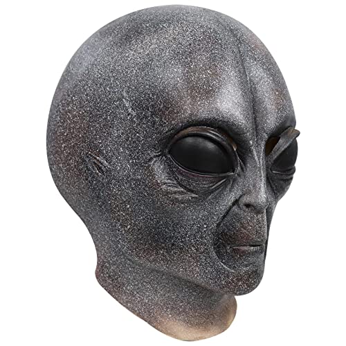 Yearsahrk Alien Maske Mars Alien Maske Gruseliges realistisches Gesicht Alien Maske Horror Neuheit Monster Helm Halloween Cosplay Kostüm Requisiten (Grau) von Yearsahrk