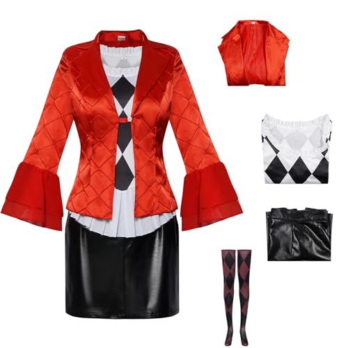 Yearsahrk Clown Kostüm Damen Mädchen Bösewicht Suicide Kostüm für Erwachsene Horror Clown Kostüm Halloween Karneval Kostüm Cosplay Props von Yearsahrk