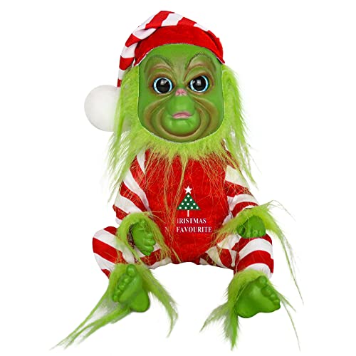 Yearsahrk Grinch Kuscheltier Christmas Grinch Plüschtier Weihnachtself Puppe Lustiges Monster Gekleideter Weihnachtsmannanzug mit Weihnachtsmütze Xmas Geschenke (Christmas Grinch Toy) von Yearsahrk