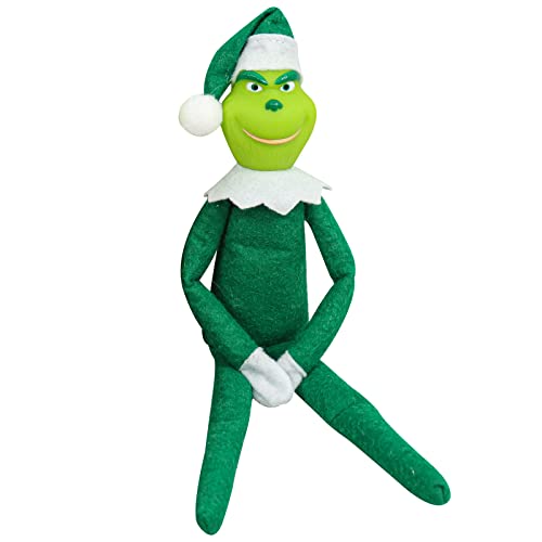 Yearsahrk Grinch Kuscheltier Christmas Grinch Plüschtier Weihnachtself Puppe Lustiges Monster Gekleideter Weihnachtsmannanzug mit Weihnachtsmütze Xmas Geschenke (Grün) von Yearsahrk