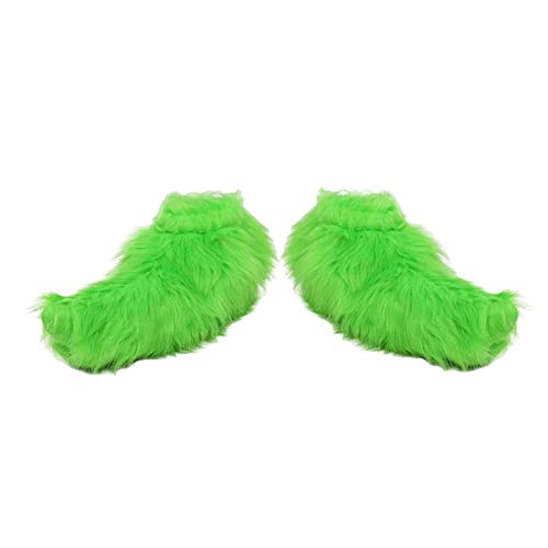 Yearsahrk Grüne Grinch Handschuhe Pelzige Hände Monster Schuhüberzüge Weihnachtsmütze Weihnachts Kostüm Requisite Halloween Accessoires Geschenke (Schuhüberzüge) von Yearsahrk