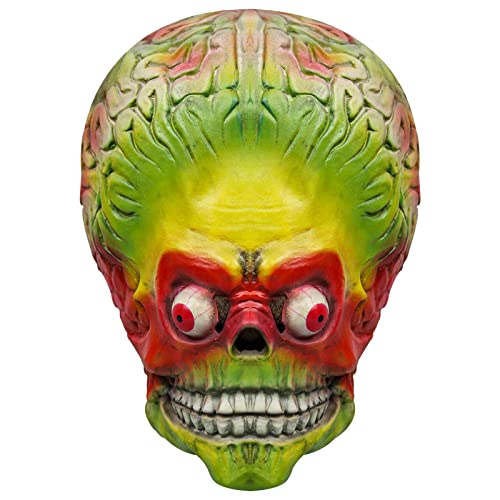 Yearsahrk Mars Alien Maske Gehirn Nacktheit Alien Attacks Maske Lustiger Vollkopf Monster Helm Halloween Cosplay Kostüm Party Requisiten von Yearsahrk