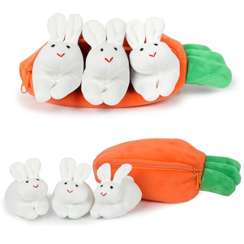 Yearsahrk Ostern Hasen Verstecken Plüsch Spielzeug Karotten Hasen Plüschtier Stofftiere Surprise Rabbit Doll Easter Basket Stuffers (Weiß) von Yearsahrk