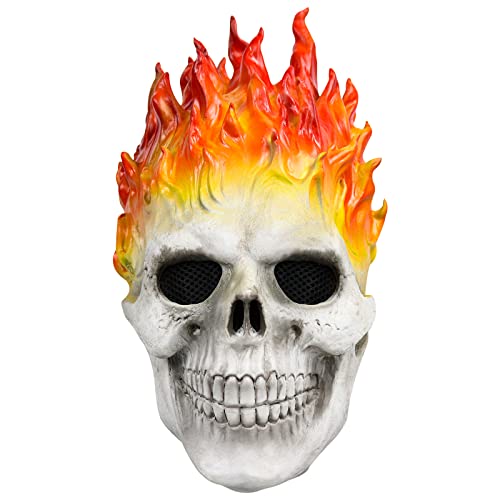 Yearsahrk Schädel Maske Ghost Rider Maske Flamme Skelett Maske Gruseliger Dämon Ritter Vollkopfhelm Halloween Cosplay Party Kostüm Requisiten von Yearsahrk