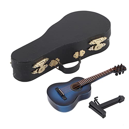 Miniatur-Gitarrenmodell-Dekoration, Miniatur-Holzgitarren-Modell-Display mit Ständer und Koffer, Mini-Musikinstrument-Ornamente, Basteln, Miniatur-Puppenhaus-Modell, von Yechiry