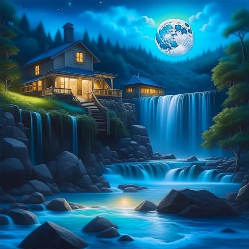 1000 Teile Puzzle für Erwachsene mit Wasserfall Haus Mond Puzzles, EIN Herausforderndes Rätsel,Puzzles für Die Ganze Familie,1000 DIY Kunst Puzzle Home Dekoration Geschenke 1000 Teile Puzzle für Erwachsene mit Wasserfall Haus Mond Puzzles, EIN Herausforderndes Rätsel,Puzzles für Die Ganze Familie,1000 DIY Kunst Puzzle Home Dekoration Geschenke von Yeecer