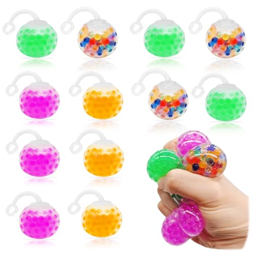 Yeefunjoy 12 Stück Stress Ball, Sensorik Squishy Stress Relief Bälle Quetschball Stressabbau Spielzeug für ADHD Relieve, Squeez Spielzeugfür Erwachsene Kinder Weihnachten Geburtstag Party Geschenke von Yeefunjoy