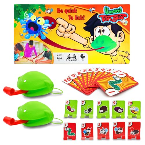 Yeefunjoy 2 Stück Tic Tac Tongue Spiel, Frosch Maske Frog Tongue Desktop Spielzeuge Spiel, Frosch Catch Bugs Interaktives Desktop Spielzeug für Familie Brettspiele Frosch Karte Spielzeug für Kinder von Yeefunjoy