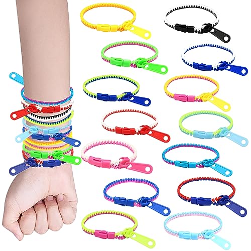 Yeefunjoy 20 Stück Reißverschluss Armbänder für Kinder, sensorisches Spielzeug, gemischte Farben Armbänder Freundschaft Spiel Kindergeburtstag Gastgeschenke Ostern Füllstoff für Jungen und Mädchen von Yeefunjoy