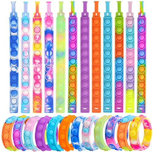 Yeefunjoy 24 Stück Pop Armband, Pop Bubble Bracelet Fidget Armband Spielzeug Set, Simple Sensory Toy, Stress Relief Fidgets Toys für Baby, Kinder, Erwachsene von Yeefunjoy