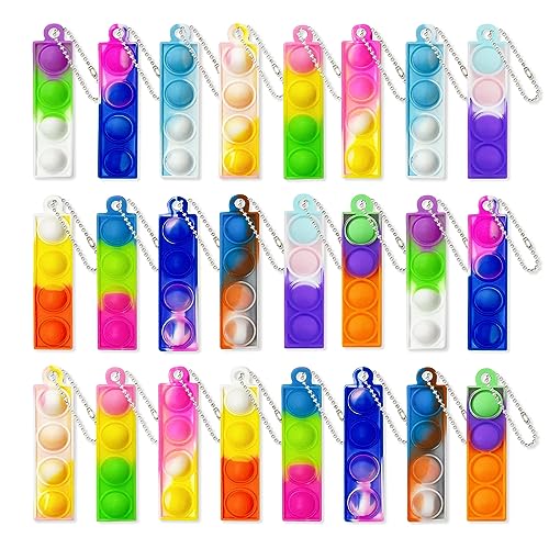 Yeefunjoy 24 Stück Pop Push It Fidget Toy, Mini Silikon Schlüsselbund Toys, Anti Stress Sensorik Pop Figdet Toys Spielzeug Autismus braucht Stressabbau Taktiles Logikspiel für Kinder von Yeefunjoy