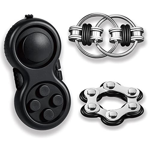 Yeefunjoy 3 Stück Fidget Toys Set, Flippy Chain Game und Sechs Roller Ketten, Fidget Pad Controller for Zappeln Spielzeug, Bike Chain Game, Anti Stress Spielzeug für Erwachsene und Kinder (Schwarz) von Yeefunjoy