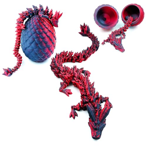 Yeefunjoy 3D Printed Dragon in Egg, Dragon Egg, Fully Movable Dragon Crystal Dragon with Dragon Egg, Fidget Toy for Autism/ADHD, Home Office Decoration Desk Toy Easter Basket Filler Gift(Laser Black) von Yeefunjoy