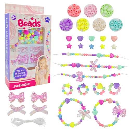 Yeefunjoy Bead Kits für Armbänder Machen, Perlen zum Auffädeln DIY Freundschaftsarmbänder Halsketten Kunsthandwerks-Set für Mädchen Kinder, Schmuck Basteln Mädchen Spielzeug ab 4 Jahre Geschenk von Yeefunjoy