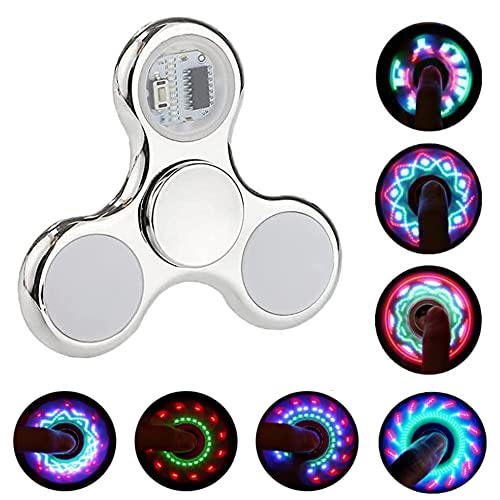 Yeefunjoy Led Light Fidget Toy, Glühen Hand-Fidget-Spielzeug, Hochgeschwindigkeit Stressabbau Spielzeug, Anti-Stress Fidget Toy Geschenk für Kinder Erwachsene ADHD (Silber) von Yeefunjoy