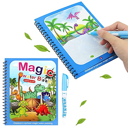 Yeefunjoy Magisches Wassermalbuch, Magie Wasser Zeichnung Buch, Magisches Wasser Malbuch für Kinder mit Zauberstift für Kinder, Wassermalerei Doodle Set Reiseaktivitäten Bildung Kleinkinder Geschenk von Yeefunjoy