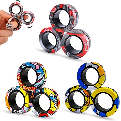 Yeefunjoy 9Pcs Magnetische Ringe Fidget Toys, Anti-Stress Fidget Toys, ADHS Magische Fingerring Spielzeug Sets, Fidget Magnet Ringe Pack Tolles Geschenk für Erwachsene Teenager Kinder von Yeefunjoy