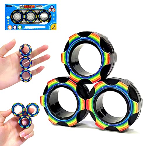 Yeefunjoy Magnetische Ringe Fidget Toys, Fidget Toy Antistress Spielzeug, Decompression magnetspielzeug Toy, Finger Toy Spielzeug Sets für Kinder und Erwachsene Stress Relief Anti Anxiety von Yeefunjoy