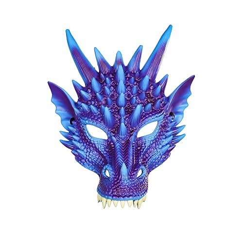 Yeeteesy Halloween Drachen Maske Drachen Cosplay Kostüm, Drachenmaske Kostüm Maskerade für Party Karneval (Maske Blau-violette) von Yeeteesy