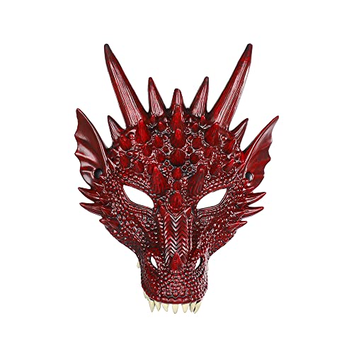 Yeeteesy Halloween Drachen Maske Maskerade Drachenmaske Cosplay Party Geschenk Requisiten für Kinder Jungen Mädchen und Erwachsene (Maske Rote) von Yeeteesy