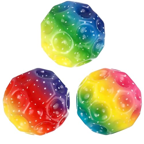 Yefun 3 Stück Moon Ball, Space Ball, Jump Ball, Extreme High Bouncing Ball, Super High Bouncing Space Ball, Verbessern Hand-Auge Koordination, Einfach zu greifen und zu fangen (Regenbogen) (Rainbow) von Yefun