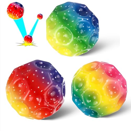 Yefun 3 Stück Moon Ball, Space Ball, Jump Ball, Extreme High Bouncing Ball, Super High Bouncing Space Ball, Verbessern Hand-Auge Koordination, Einfach zu greifen und zu fangen (Regenbogen) (Rainbow) von Yefun