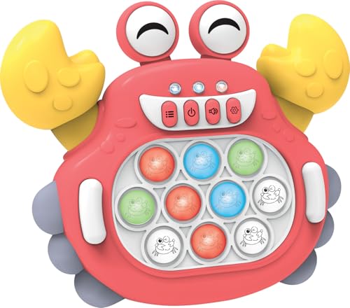 Yefun 2024 Letzte Pop Fidget it Quick Push Spiel , Pop Fidget Elektronisches Sensorspiel Game, Puzzle-Spielmaschine Game Controller Bubble Sensory Fidget Toy für Kinder Erwachsene (Krabbe Rosa) von Yefun